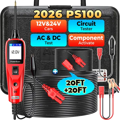 Autel Power Scan PS100 Car Circuit Tester, Universal 12V 24V Automotive Power Circuit Probe Kit with 40FT Cable, AC/DC/Continuity/Probe/Signal Test, Activate Component Electrical System Tool