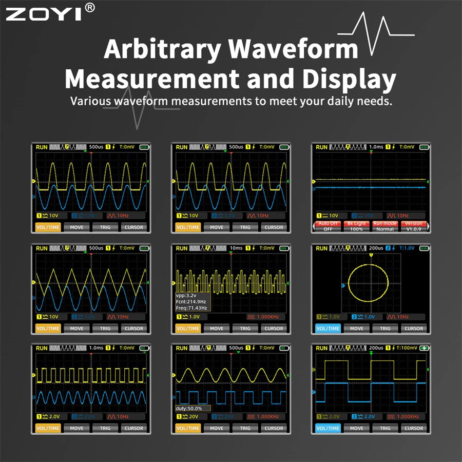 Imagem -02 - Zoyi-high Precision Multi-function Multímetro Signal Generator Tela Colorida Zt703s Dual-channel 50mhz em 1