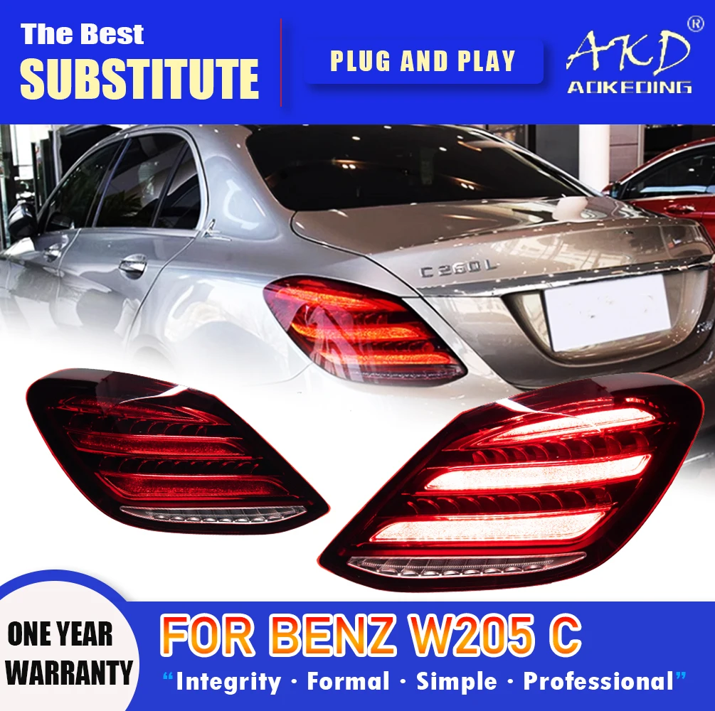 

AKD Tail Lamp for Benz W205 LED Tail Light 2014-2020 C180 C200 C260 C300 Rear Fog Brake Turn Signal Automotive Accessories