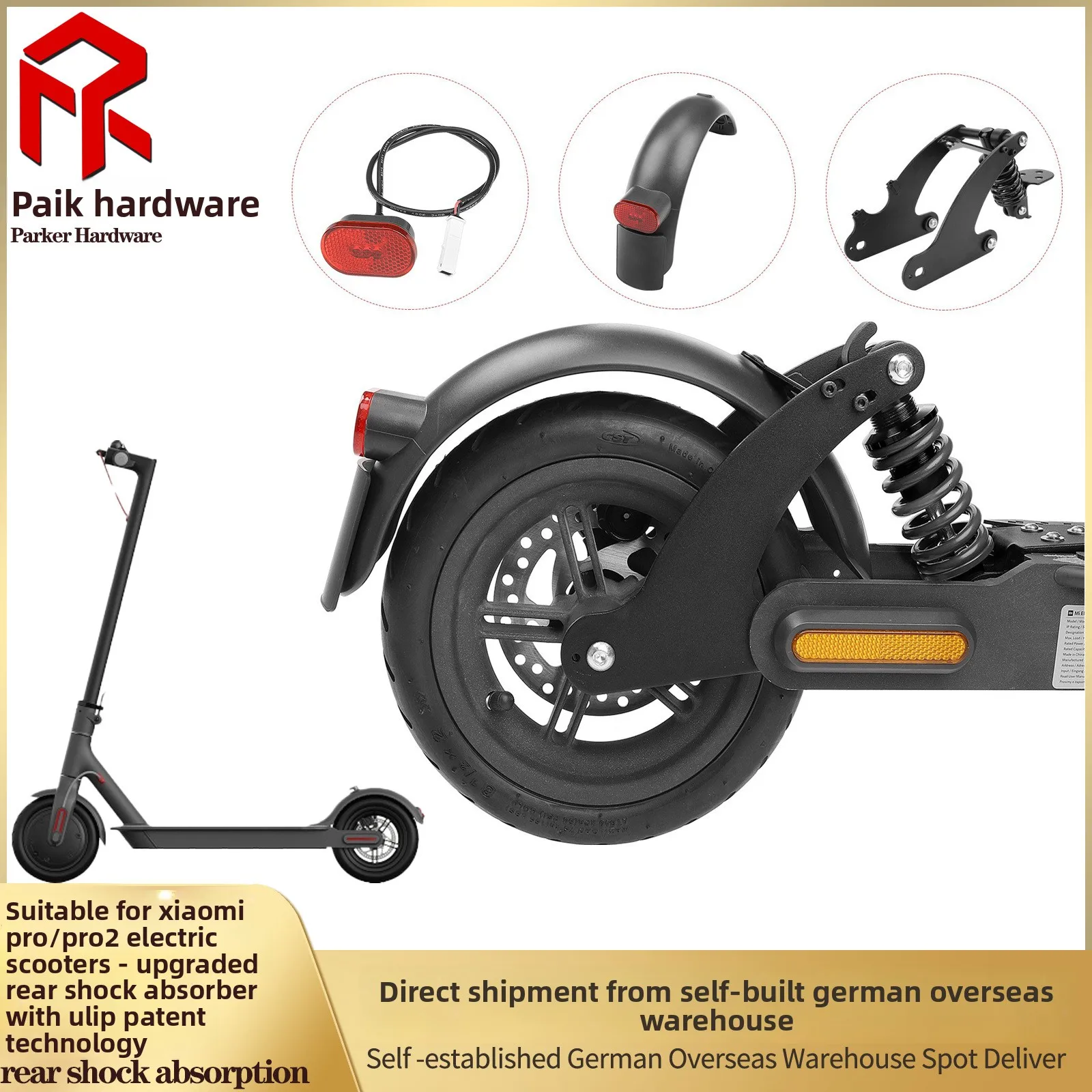 Ulip Gemodificeerde Verbeterde Achterschokdemper M365 1S Pro Pro2 Schokdemper Kit Met Spatbord Plus Achterlicht