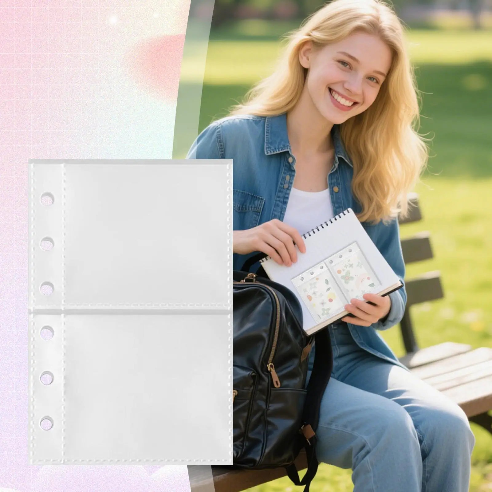 Binder Inserts 10 Pieces Anti-Loss Storage Pockets For 6-ring Binder For Invoice Tax Documents Homework Project Reports