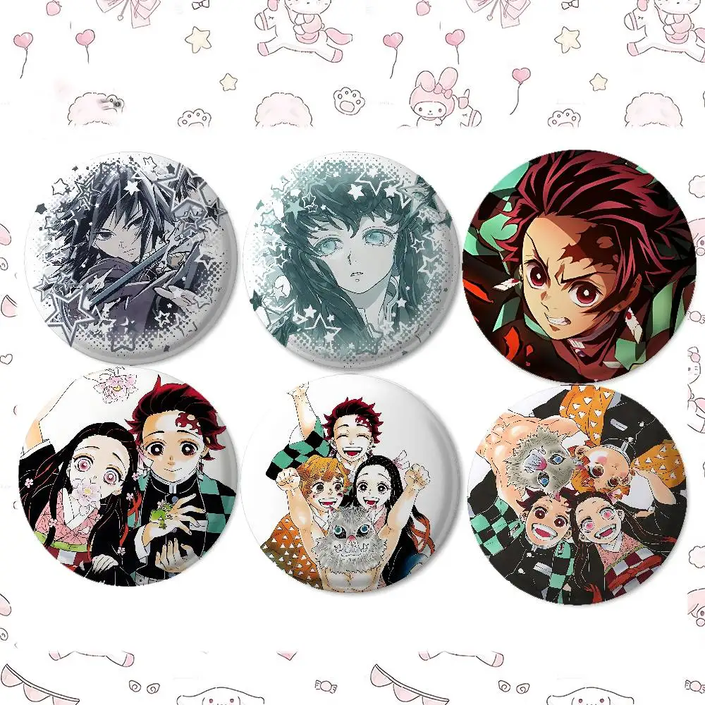 Amine D-Demon Slayer K-Kimetsu No Yaiba Badges Tinplate Soft Button Pin Brooch Metal Badge Custom Jewelry Accessories Hat Bag La