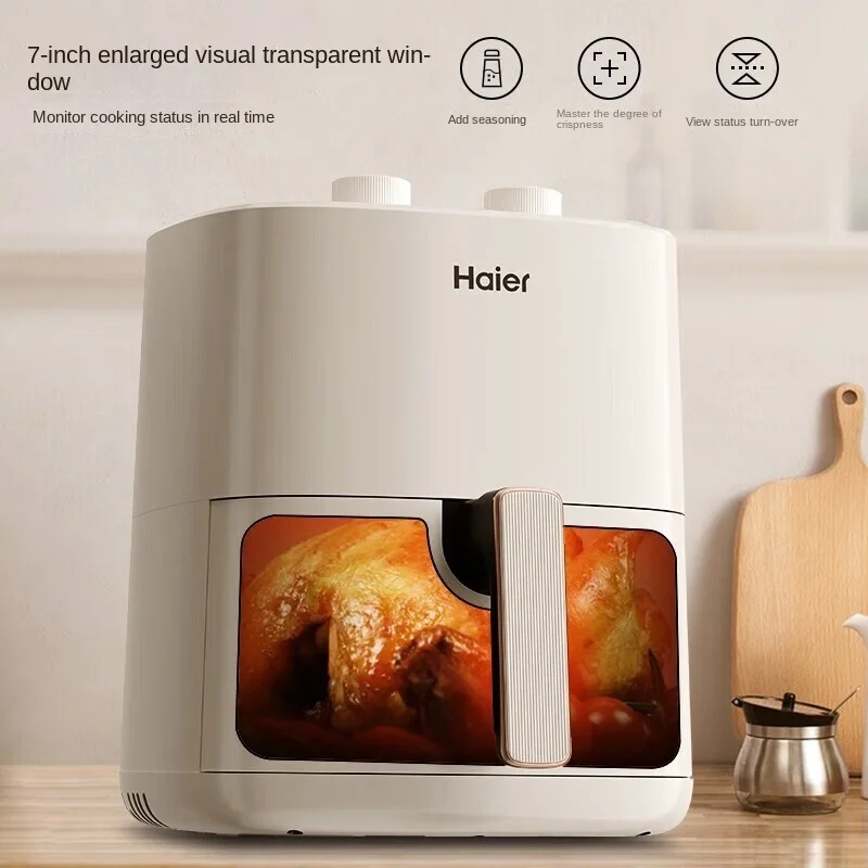 Haier Air Fryer 5L Household Timed Temperature Control Oil Smoke Free Visual Electric Fryer Does Not Touch Low-fat Chips 220V