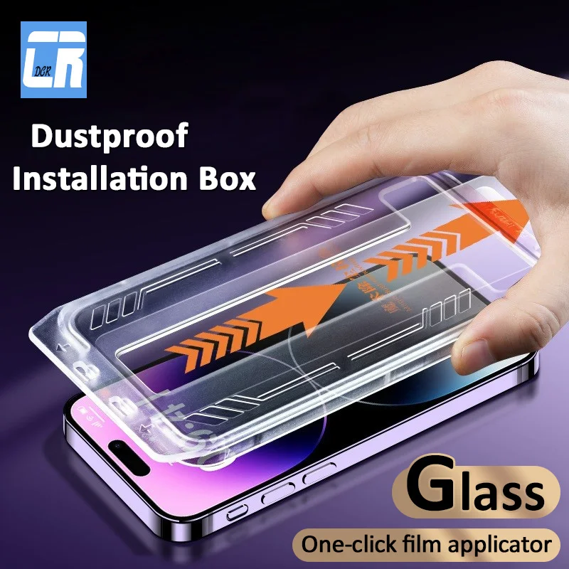 

One Click Easy Install Screen Protector Anti Spy Glass for iPhone 14 Pro Max 13 12 11 Plus Privacy Glass Auto-Dust Removal Kit