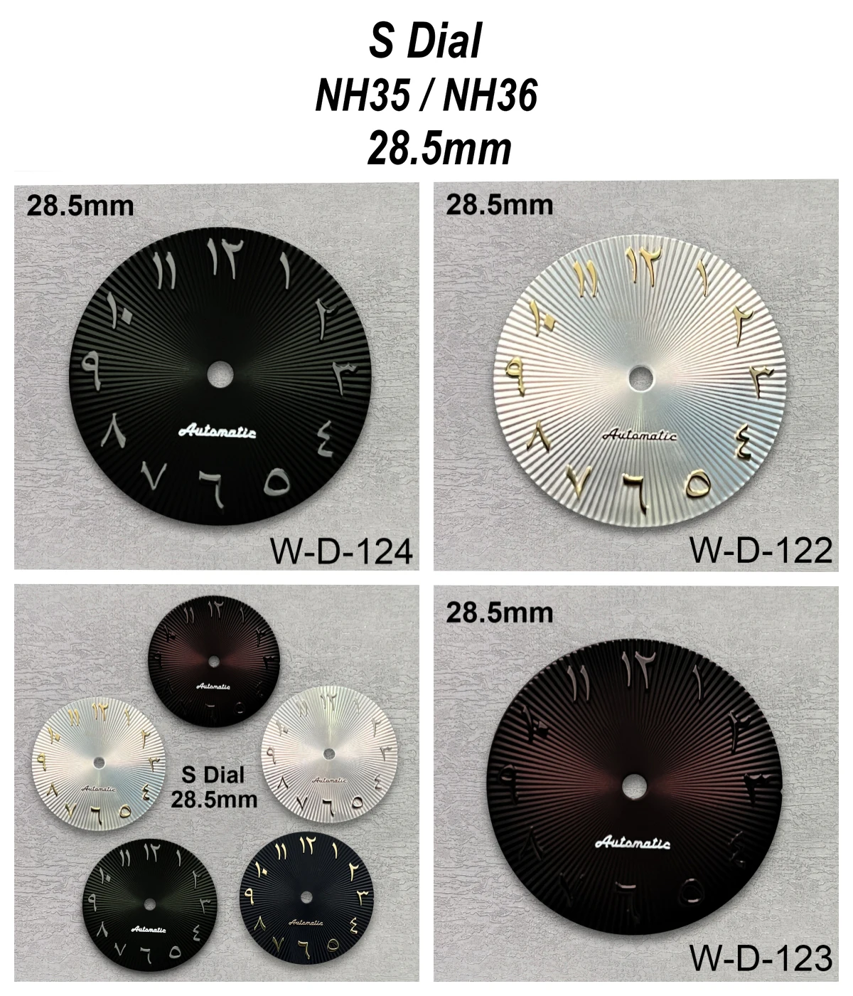 

28.5mm S Logo Arab Dial Fit NH35/NH36/8215 Movement High-Quality Chocolate Dial Watch Modification Accessories