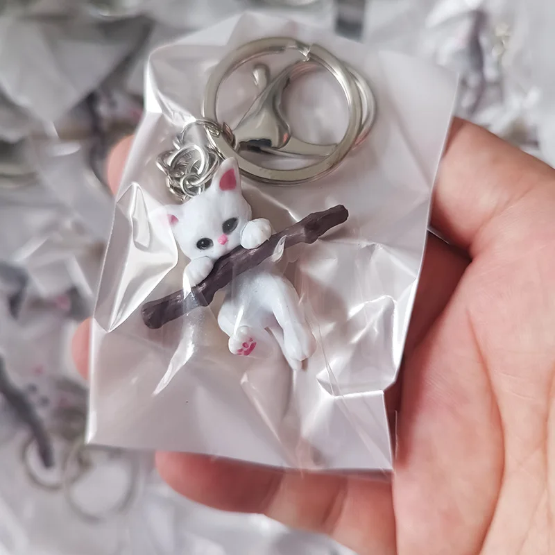 Llaveros creativos de ramas de dibujos animados, figuritas de gatito lindo, accesorios de llavero de coche, colgantes para mascotas, nuevo
