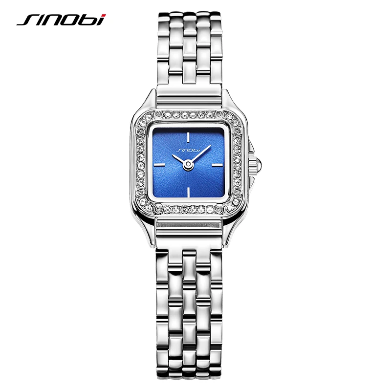 SINOBI Diamond Design Women Watches Fashion Stainless Steel Womans Quartz Wristwatches Top Luxury Ladies Clock relogio feminino