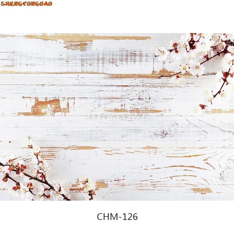 SHENGYONGBAO Digital Printed Photography Backdrops Props Flower Wood Planks Photo Studio Background CHM-13