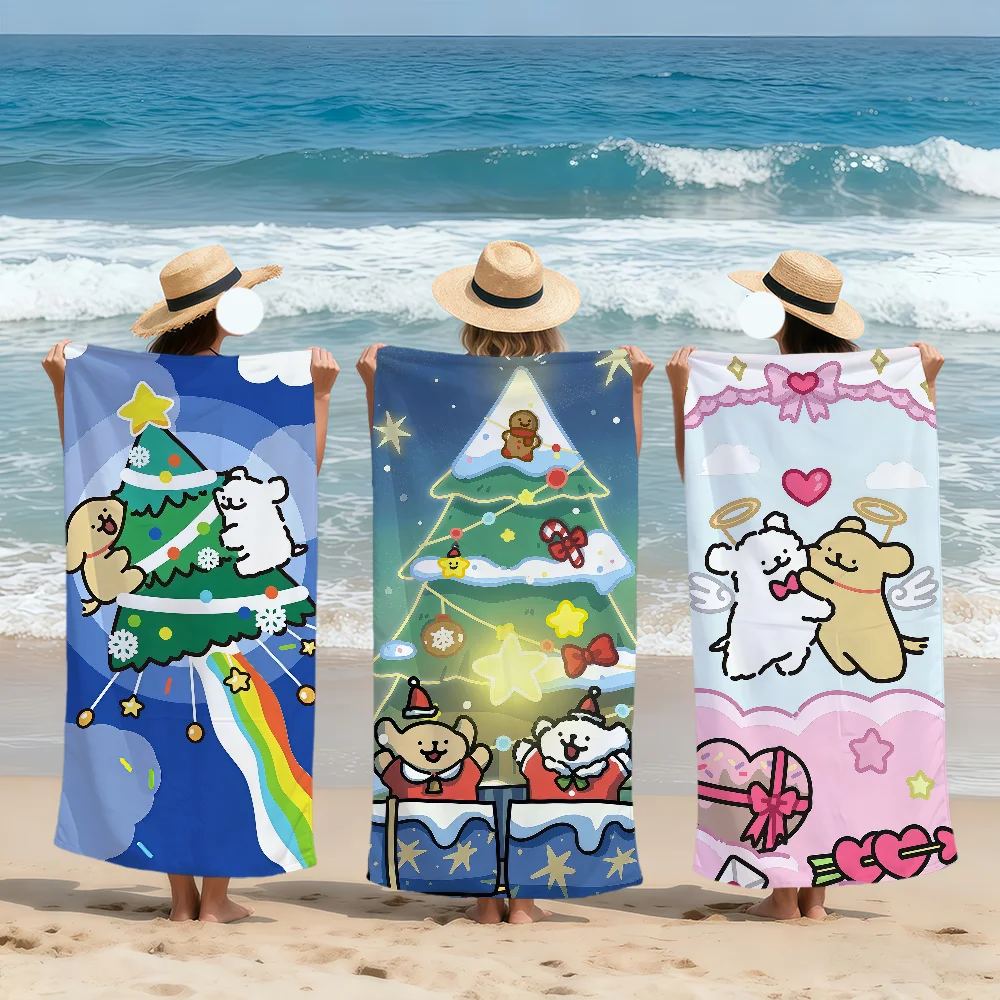 kawaii Christmas funny Line Puppy m-Maltese Soft Beach Towels Quick Dry Pool Towel for Travel Gym bathing Spa Camp sport Gift