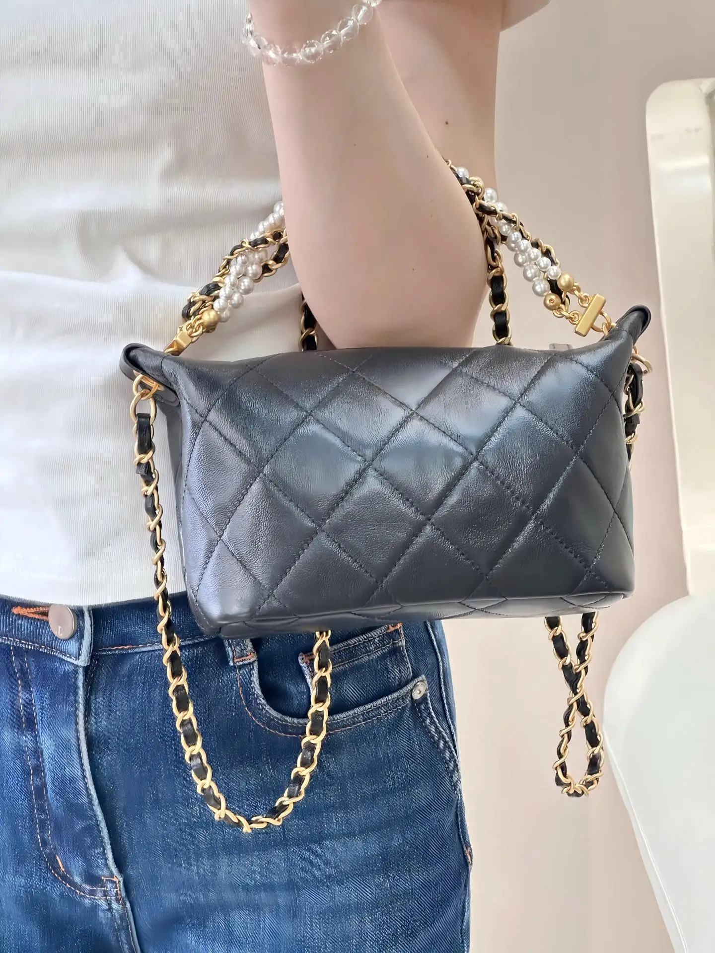 Bolsa de Ombro Luxuosa com Corrente Dourada Metálica, Bolsa de Couro para Festa