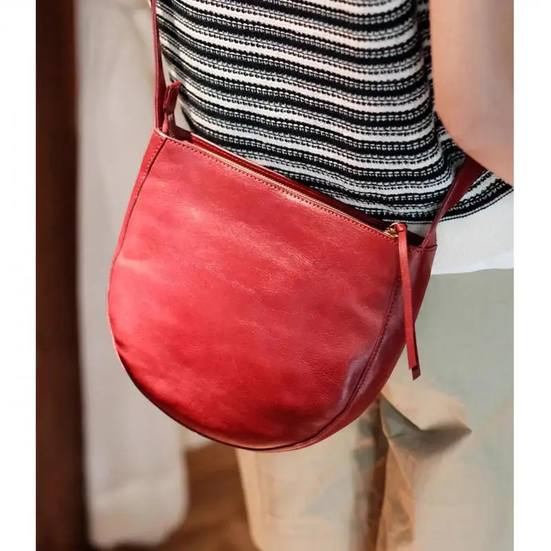 

vintage high quality genuine leather women's crossbody bag organizer designer luxury handmade cow leather shoulder bag for woman
