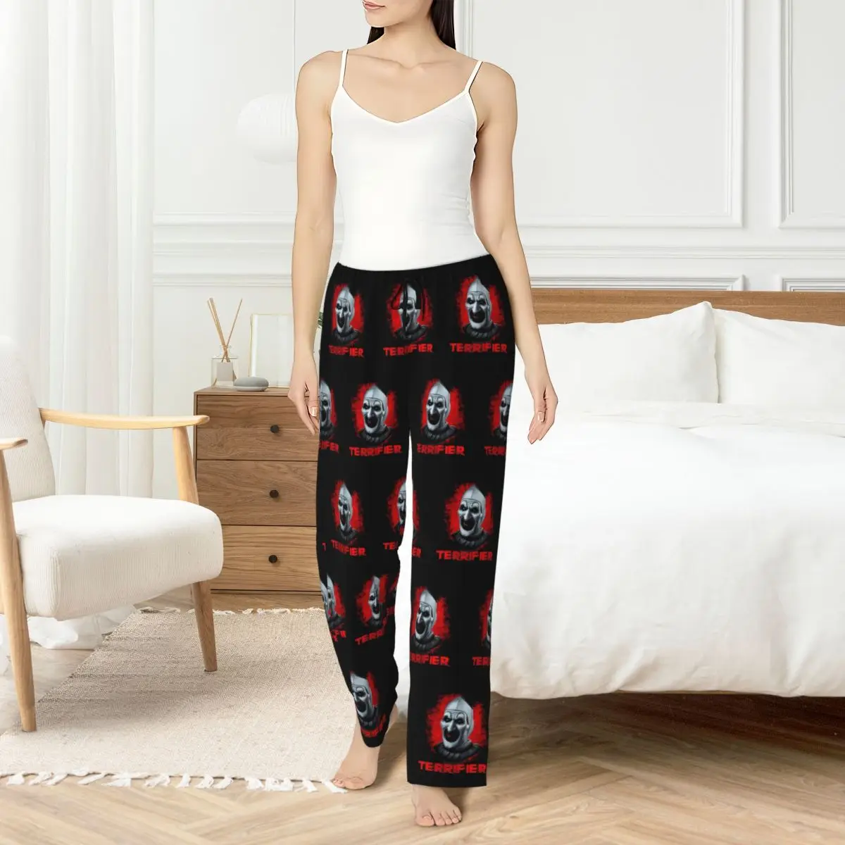 Custom Womens T-Terrifiers Pajama Pants Print Halloween Horror Movie Sleep Sleepwear Bottoms with Pockets
