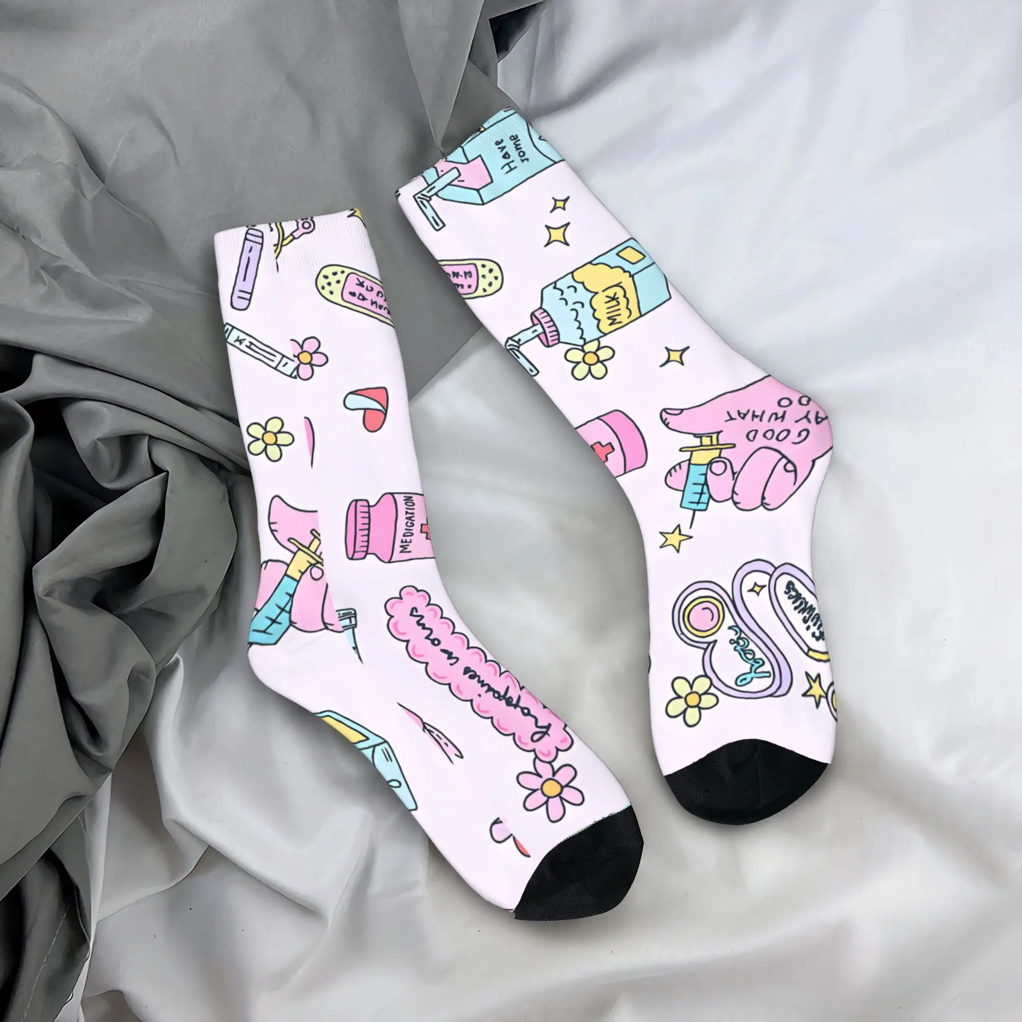 

Мужские носки Enfermera En Apuros, чулки для доктора и медсестры, мягкие дышащие носки против пота, зимние модные уличные носки с принтом