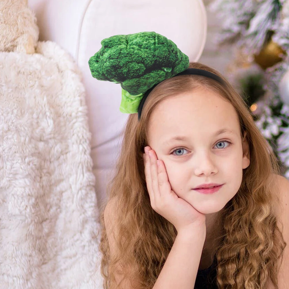 

2 Pcs Vegetable Headband for Women Hair Accessories Spa Face Washing Halloween Costume Broccoli Style Practical Party