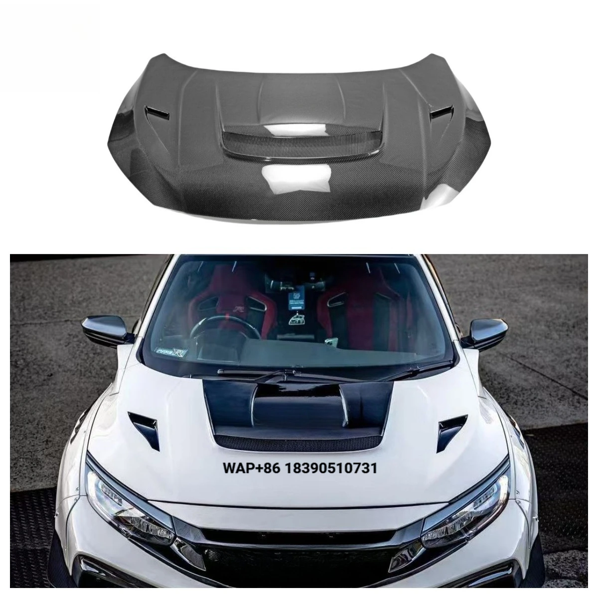 

New VS Style Carbon Fiber Engine Hood for FK7 FK8 Civic Sl Type R 10th Gen X Bonnet 2016-2020