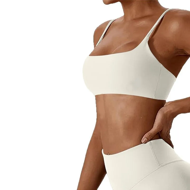 European and American Women's Nude Sports Yoga Running Cycling Beauty Back Fitness Yoga Bra Top Can Be Worn Inside or Outside