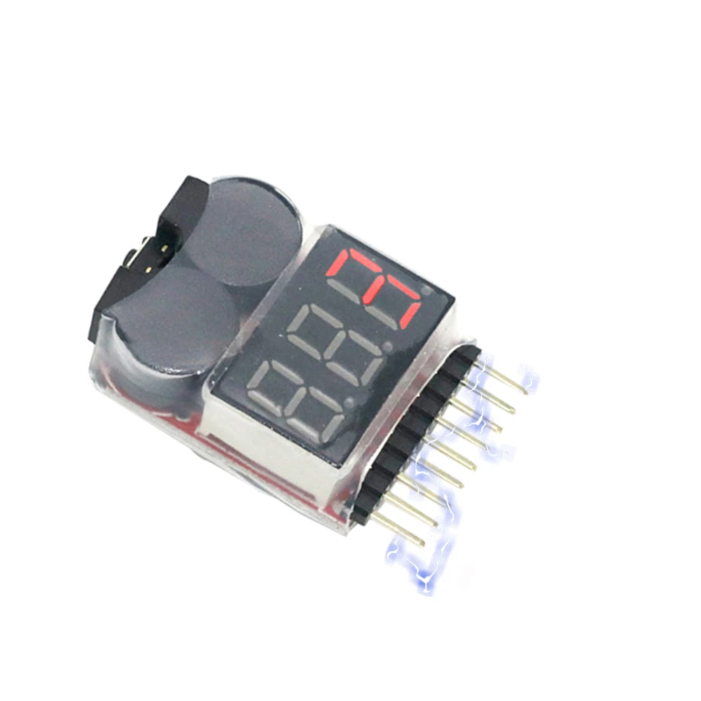 

1-8s 3.7V-22.2V Lipo Battery Voltage Tester Low Voltage Buzzer Alarm Volt Meter Monitor for Remote Contro Lipo Battery Models