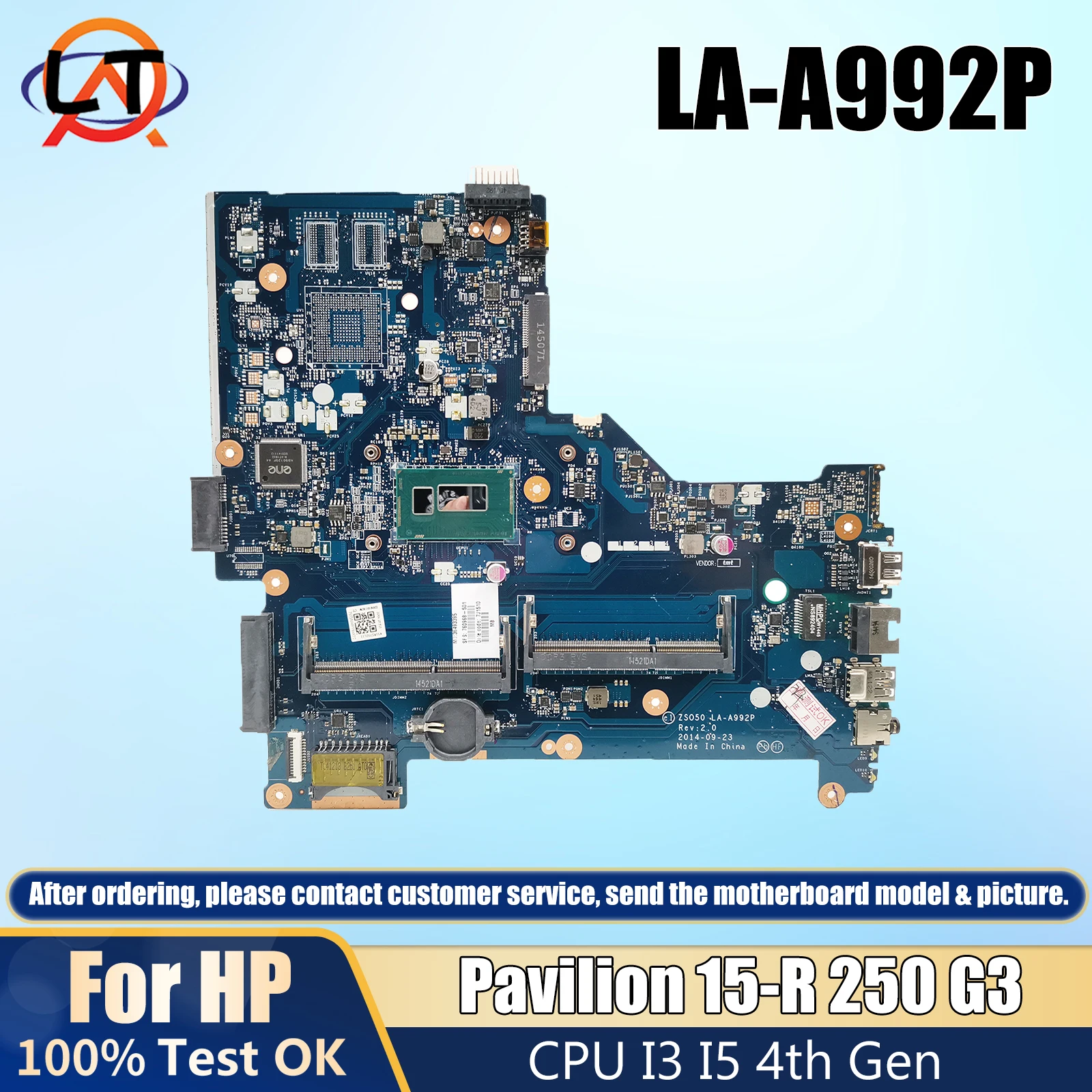 

LA-A992P/LA-B972P mainboard For HP Pavilion 15-R 250 G3 Laptop Motherboard With I3 I5 4th Gen CPU ZS050 760781-501 760968-001