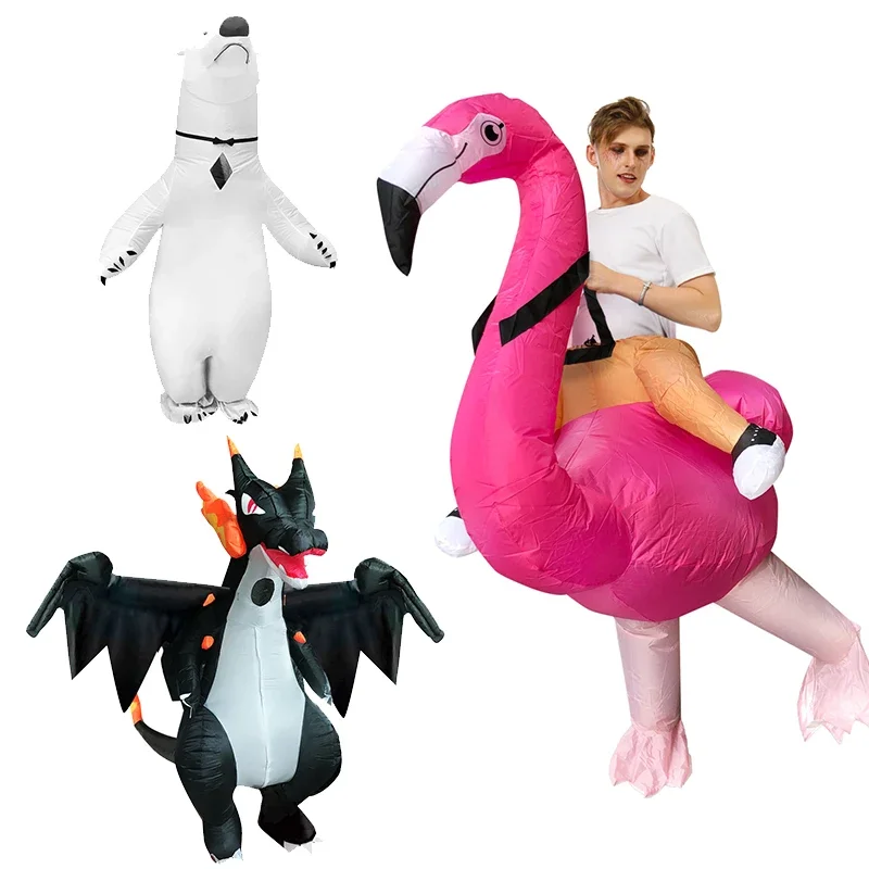 Halloween Anime Inflatable Dragon Flamingo Cosplay Costume Adult Men Role Playing Christmas Carnival Party Polar Bear Clothing