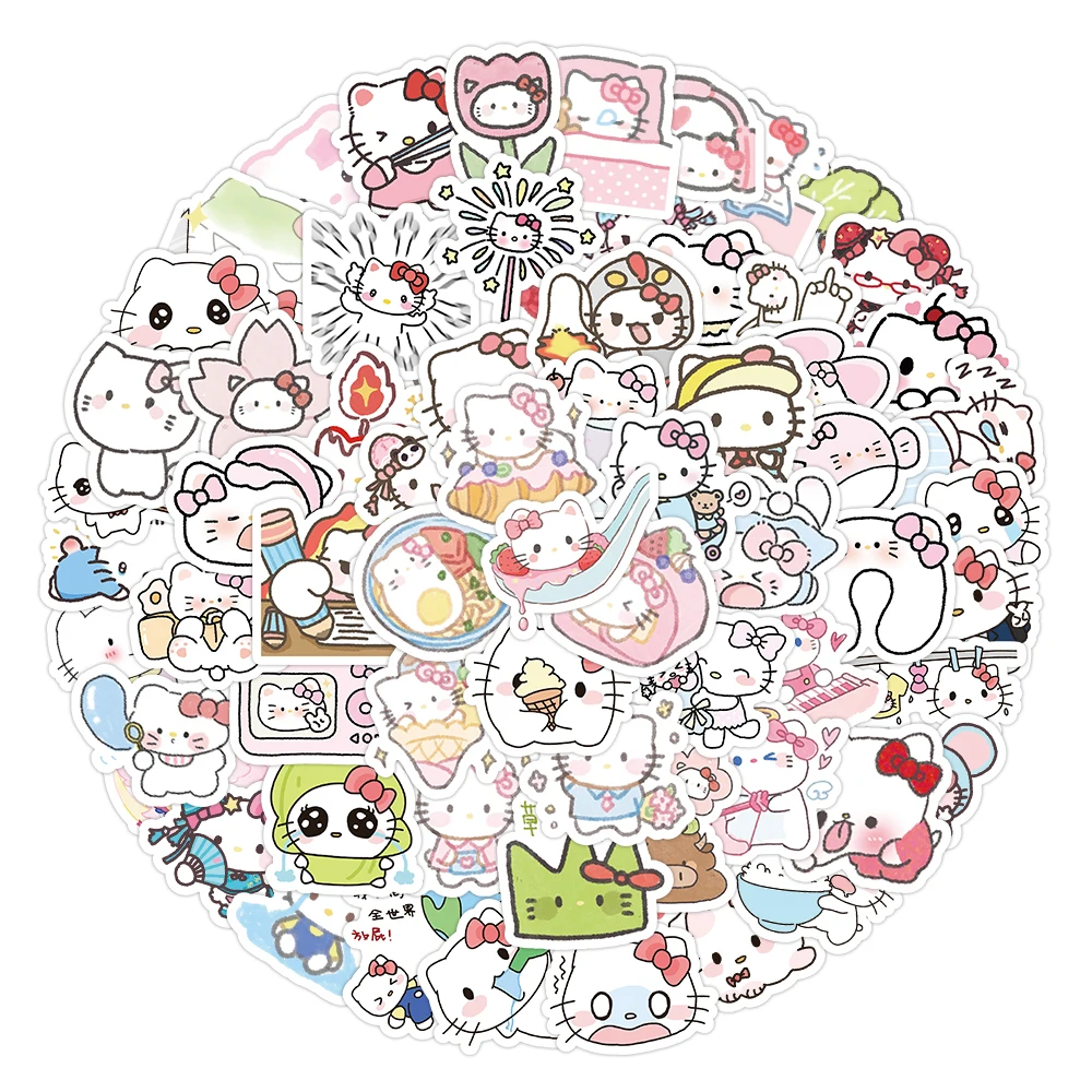 

10/30/50/104pcs Cartoon Hello Kitty Anime Stickers Kawaii Girls Decals DIY Laptop Guitar Phone Case Diary Cute Sticker Kids Toy