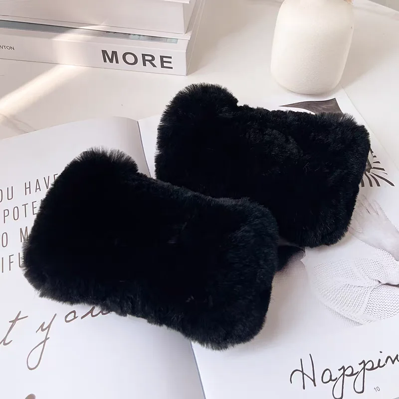 جديد وصول الإناث قفازات فرو الأرنب الطبيعي محبوك الدافئة ريال ريكس أرنب الفراء القفازات النساء الشتاء في الهواء الطلق ريكس قفازات فرو الأرنب