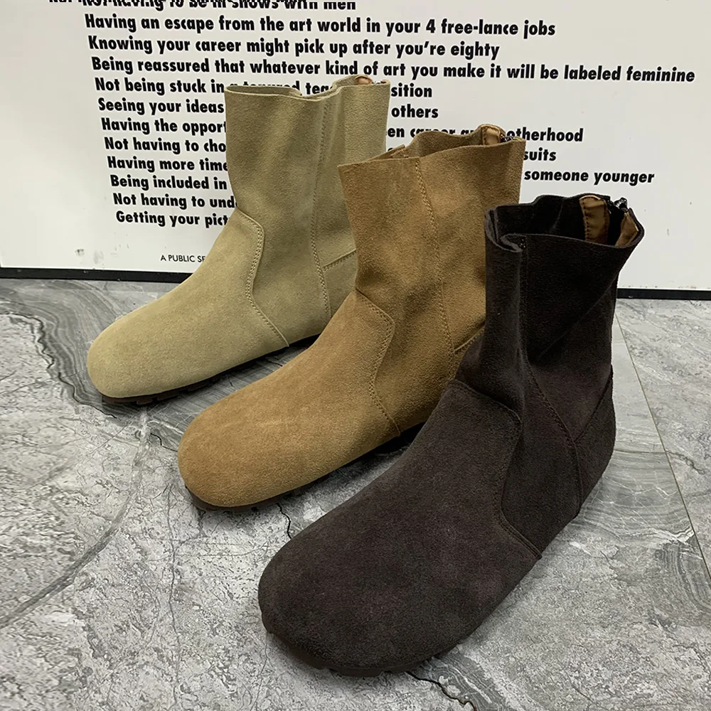 Botas de nieve de cuero antideslizantes para mujer, zapatos de felpa, informales, talla grande, a la moda, Otoño e Invierno