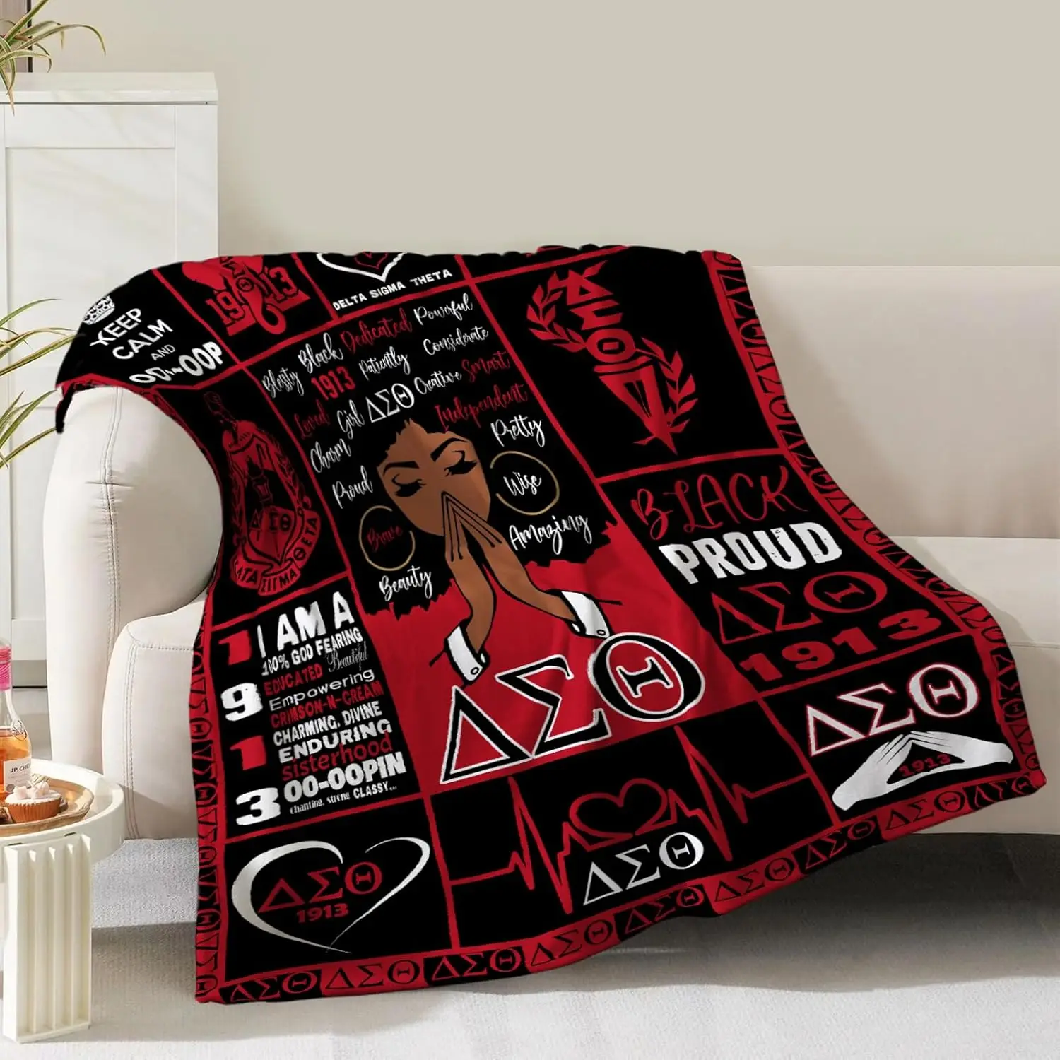 

Sorority Blanket Gifts for Women Girls Sisters Birthday Christmas Valentine Positive Presents Theme Decor Home Bedroom Living Ro