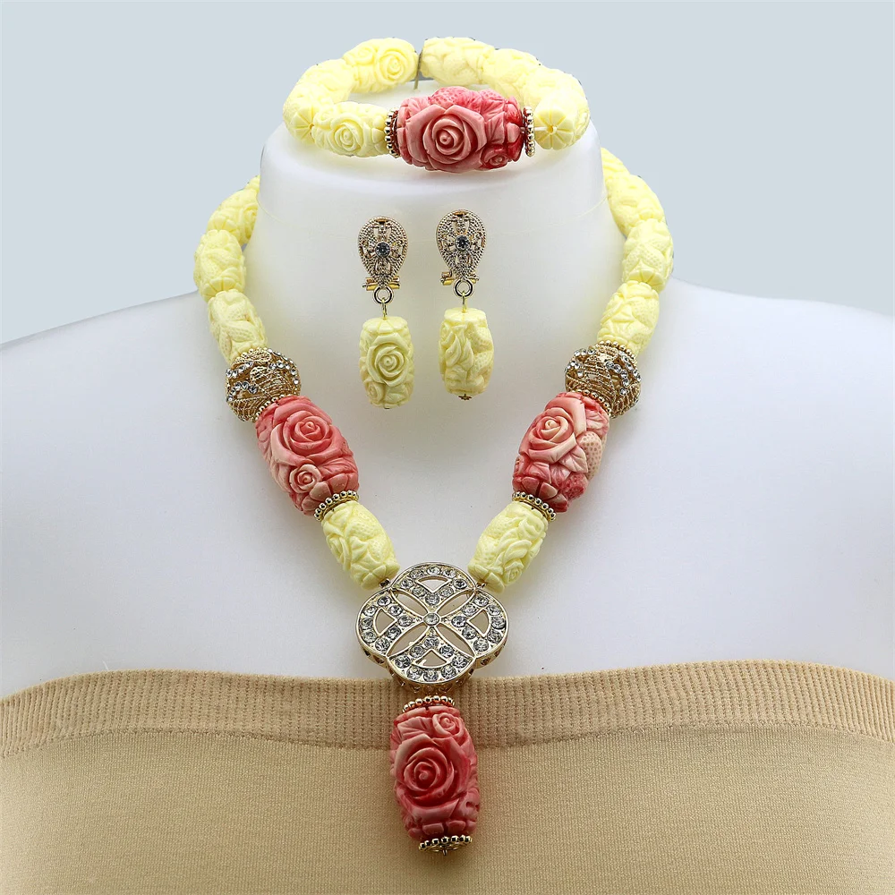 

Nigerian Synthetic Stone Bridal Jewelry Sets African Jewelry sets Necklace Bracelet Earrings Jewelry