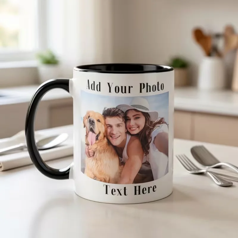 Personalisierte Keramiktasse mit individuellem Foto, Text und Logo, beidseitig bedruckt, individuelle Kaffeetasse, einzigartiges Souvenir-Geschenk für Männer und Frauen – Detail 4
