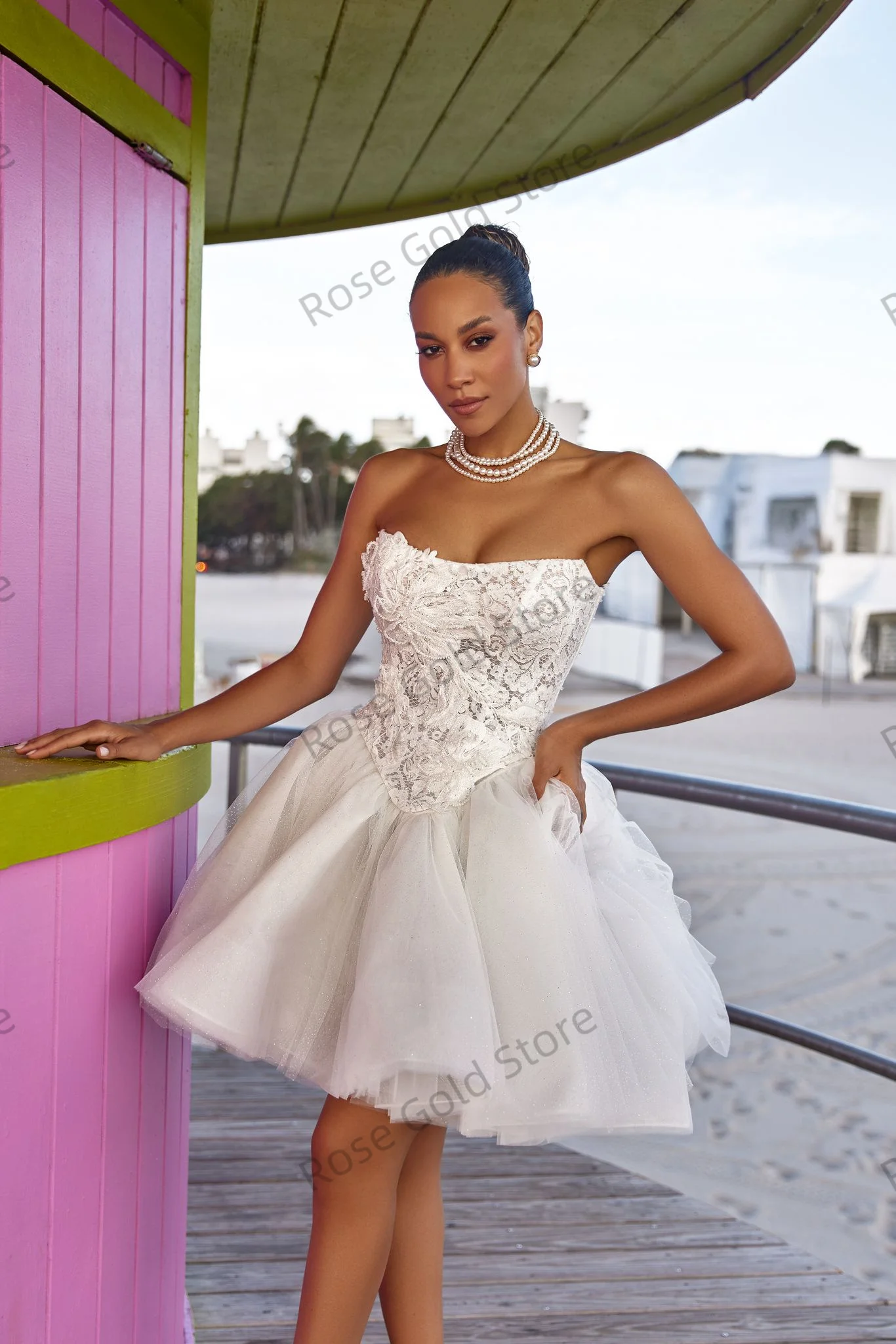 Neue Weiße Kurze Brautkleider Schatz Spitze Appliques Robes de Soiree für Braut Angepasst Mini Tüll Vestido De Noiva