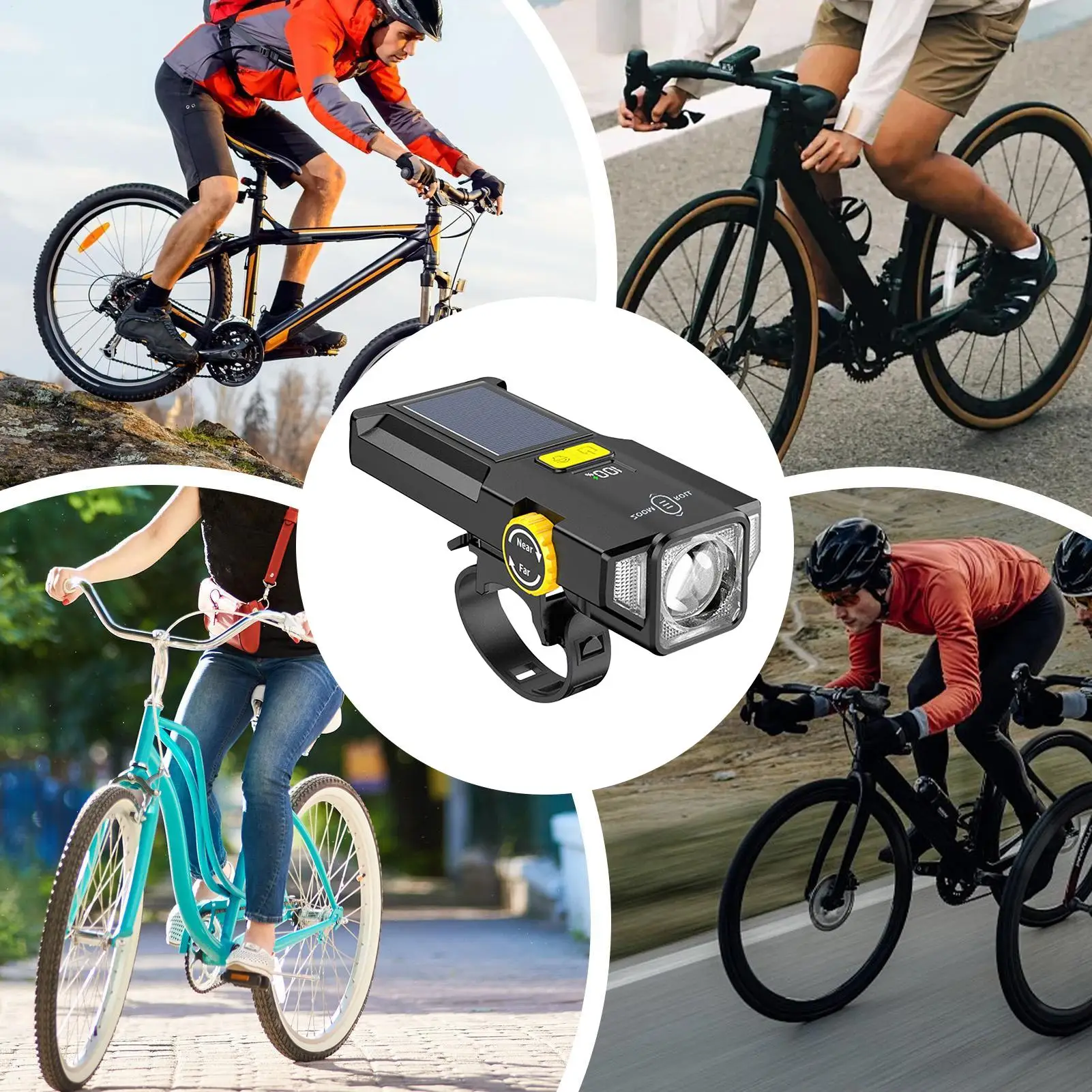 

Bike Lights For Night Riding Solar Powered Front Bike Light Digital Display Cycling Accessories For Outdoor Safety Night Riding