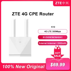 Zte-k10 4g lte wifiルーター,300mbps,SIMカードスロット付きwifiレンジエクステンダー,バッテリー付きネットワークリピーター