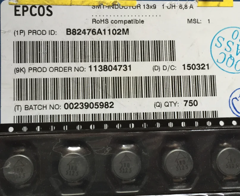 

20pcs/lot B82476A1102M「1uH 6.8A 20 % 12.95x9.4mm SMD」 chips Electronic new