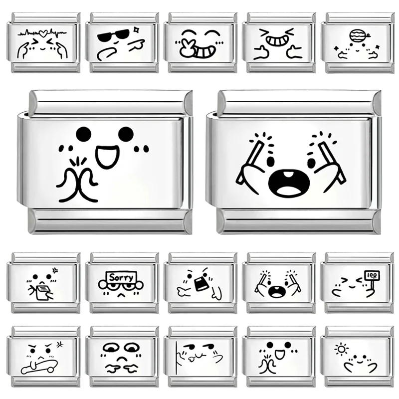 Laser Engraving  Applause Encouragement Italian Charm Links Fit 9mm Stainless Steel Bracelet DIY Making Gifts Wholesale