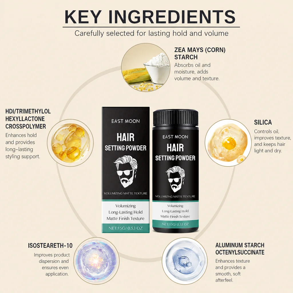 Hair Setting Powder Volumizing Matte Styling Powder Oil Control Long‑Lasting Hold Add Hair Texture Matte Finish Hair Powder