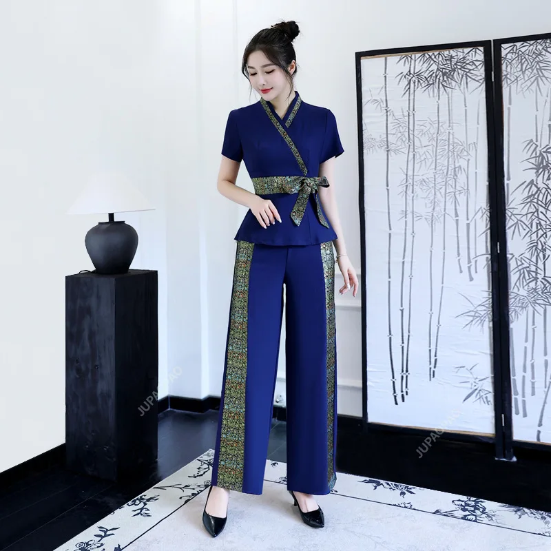 2024 Esthetic Uniform Thai Massage Beauty Salon Suit Women's Spa Beautician Clothing Hotel Massage Women Workwear S-4XL