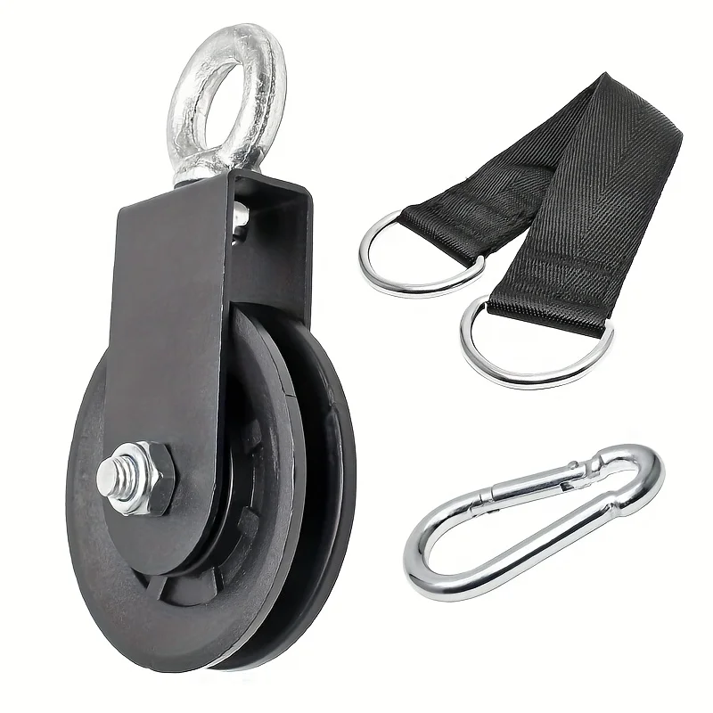 Polia Silenciosa 360 °   Polia rotativa para cabo de academia, equipamento com alças suspensas e mosquetão, máquina de cabo, acessório diy