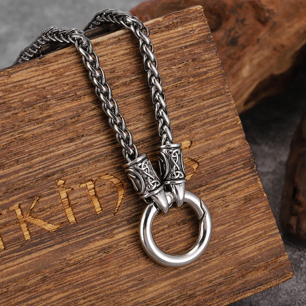 الأزياء الرجعية العرقية نمط مزدوج دائرة مشبك ستة كلمات تعويذة التنين العظام سلسلة قلادة للرجال والنساء #3