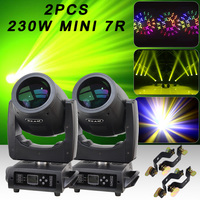 2PCS 7R Mini 230w Beam Gobo Zoom Moving Head Wash Effect DJ Disco DMX512 Professional Wedding Party Concert Stage Lighting Lamp