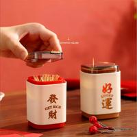 Lucky Get Rich Toothpick Dispenser Pop-up Automatic Cute Decoration Novelty Spring Festival Gift Home Toothpick Storage Box