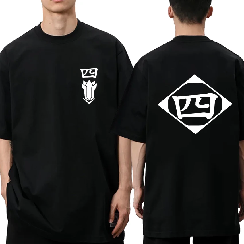 2025 رائجة البيع أنيمي القطن harajuku تي شيرت الرجال النساء التبييض تأثيري قصيرة الأكمام تي شيرت للجنسين Zaraki Kenpachi ملابس علوية من القطن