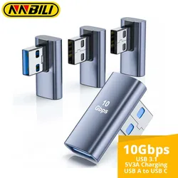 NNBILI USB 3.1 90 Degree Adapter USB A Male to Female Adapter for PC Laptop USB A Car Charger Power Bank and Most USB Devices
