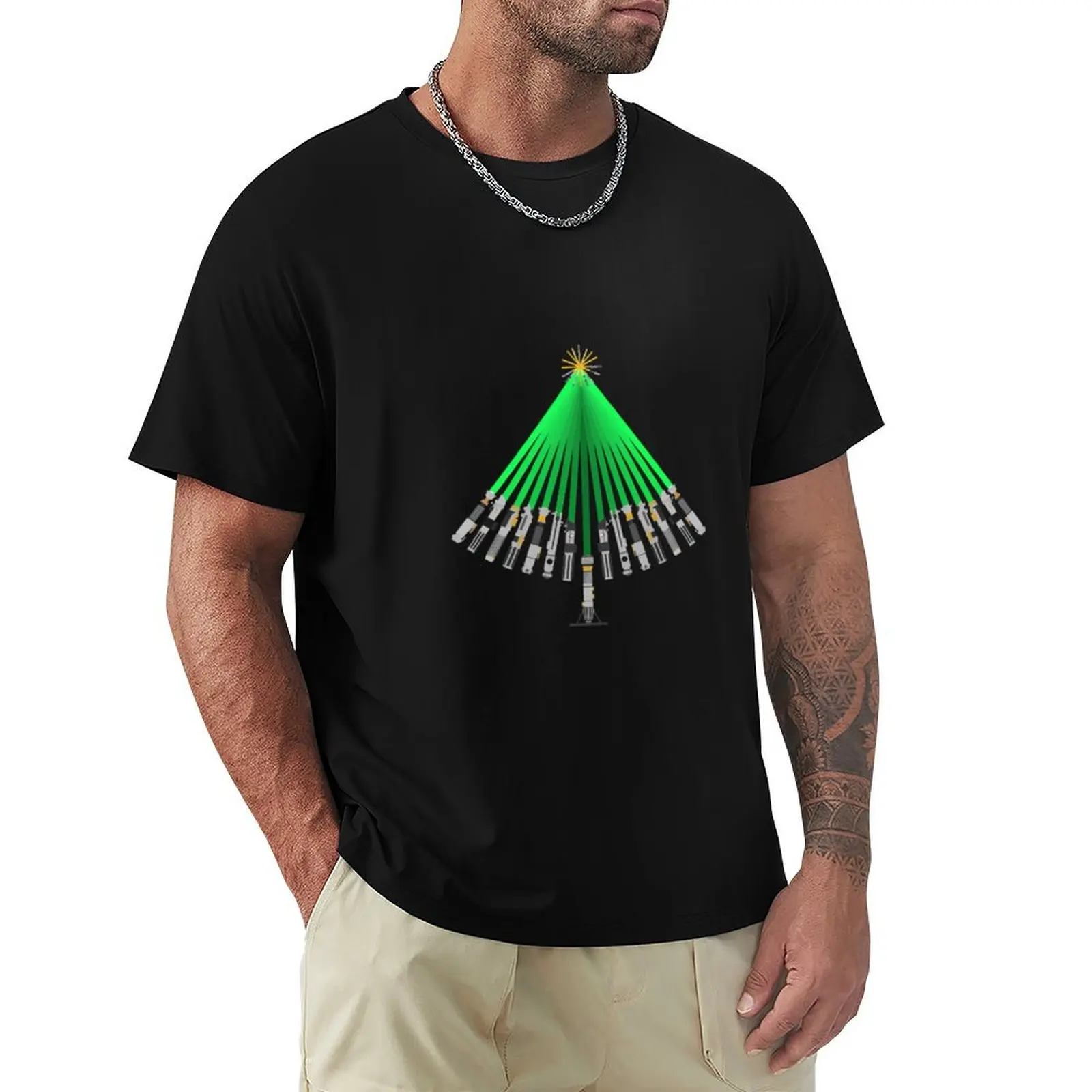 

LightSaber Christmas Tree T-Shirt graphic tee shirt customizeds mens t shirts