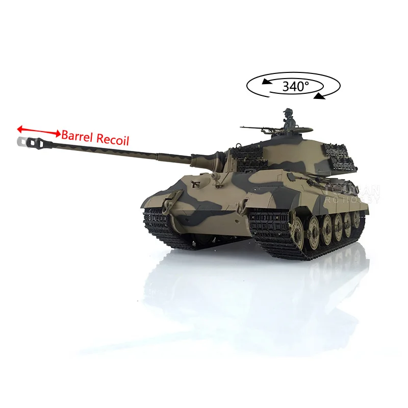 Henglong 2.4G 1/16 7.0 Plastic German King Tiger 3888A Barrel Recoil RTR RC Tank Smoke Effect Infrared Battle TH19734-SMT7