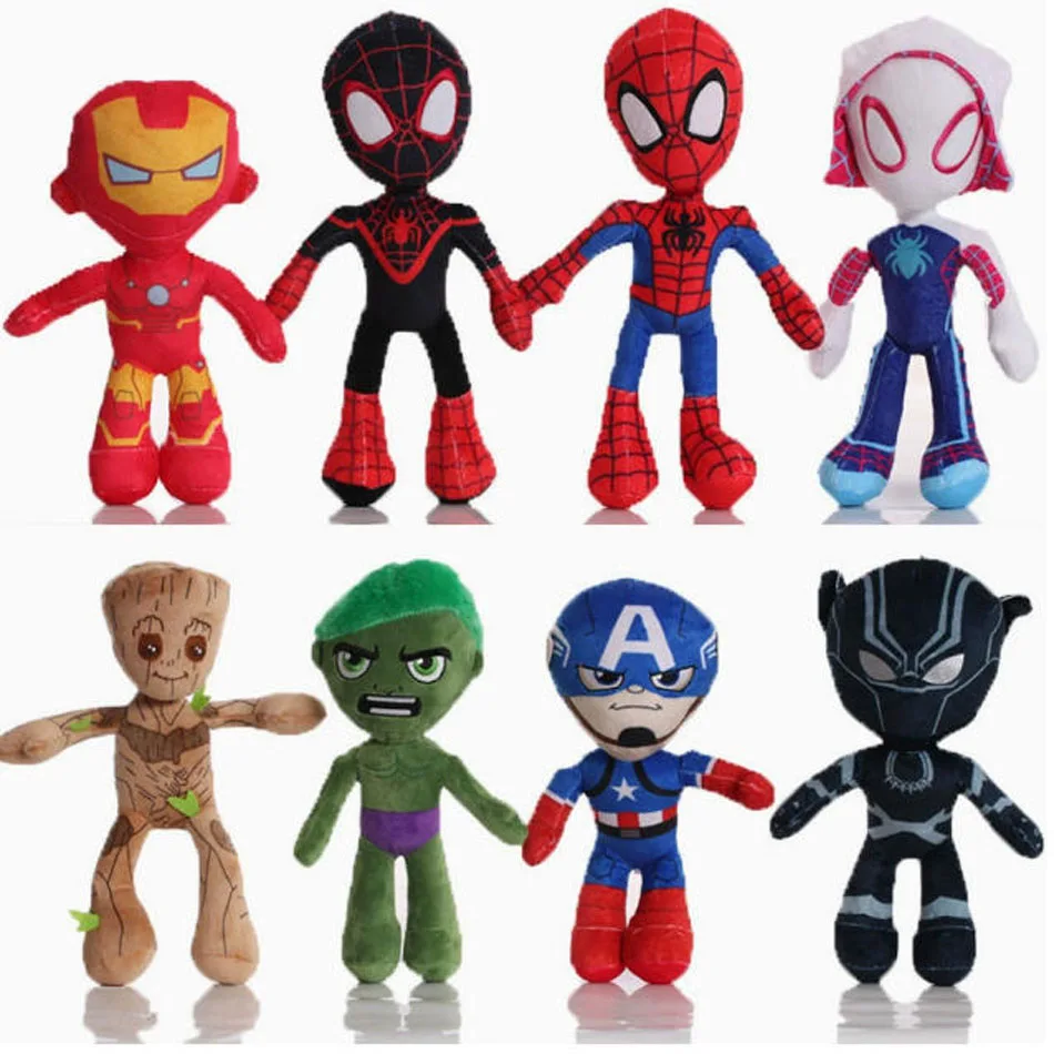 

10pcs Man Spidermaned Plush Toys Movie Dolls Marvel Avengers Soft Stuffed Hero Captain America Iron Christmas gifts