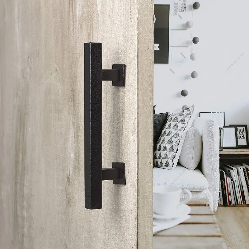 Square Carbon Steel Barn Door Pull Handle Lightweight for Interior Sliding Wood Door Hardware Accessories