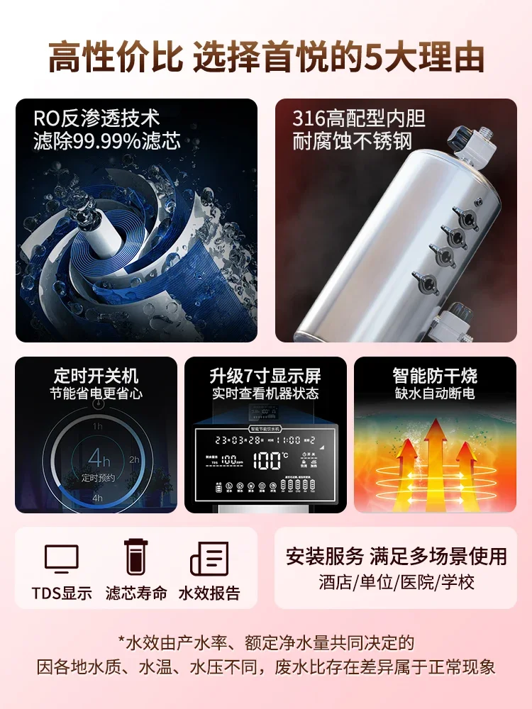 Penjernih air kapasitas besar, mesin air minum langsung komersial terintegrasi