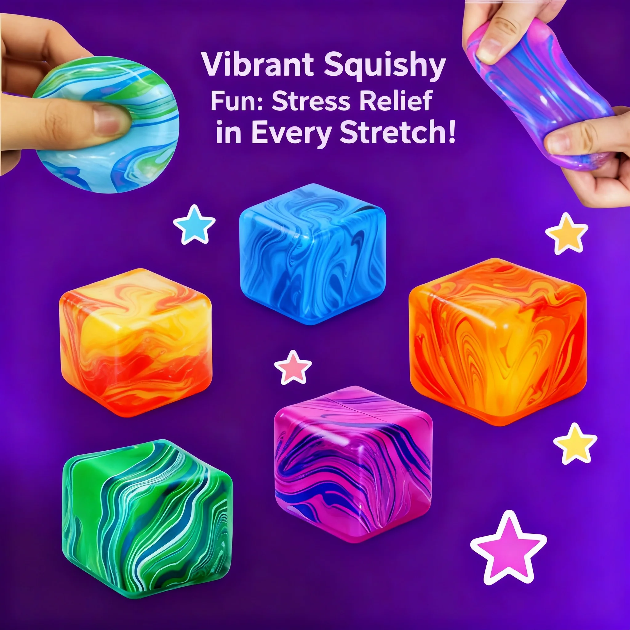 New Arrival Ice Cube Maltose Squeeze Toy Stress Relief Decompression Toy Flow Pattern Ice Cube Maltose Squeeze Toy