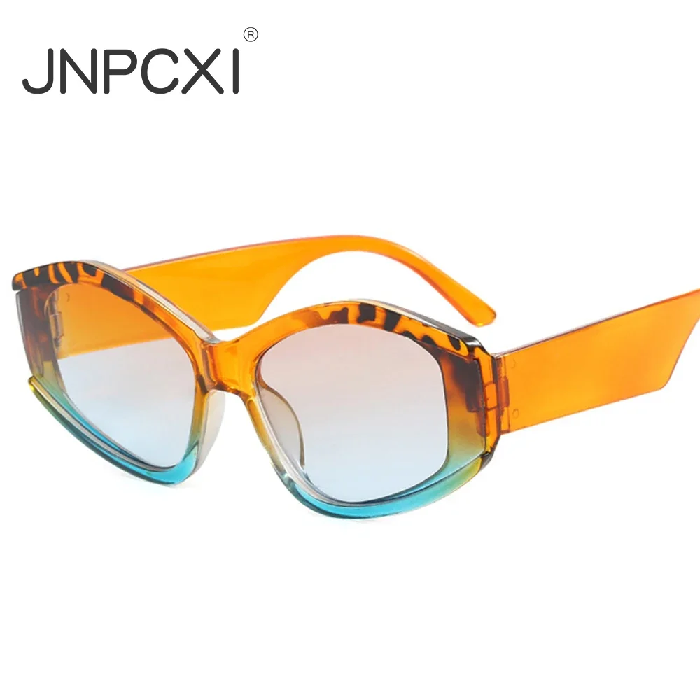 JNPCXI Ins Popular Fashion Cat Eye Sunglasses Women Vintage Yellow Gradient Shades UV400 Men Trending Sun Glasses