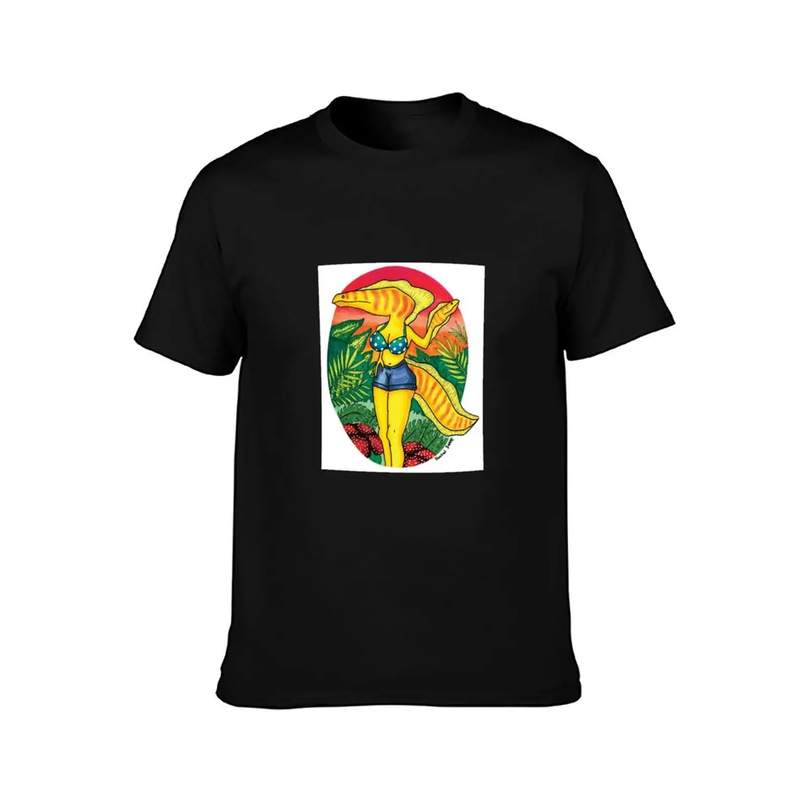 Eel Pin-Up Girl T-Shirt Summer Casual Cotton Tee Oversized Streetwear Tops Vintage Graphic Print Loose Fit Short Sleeve